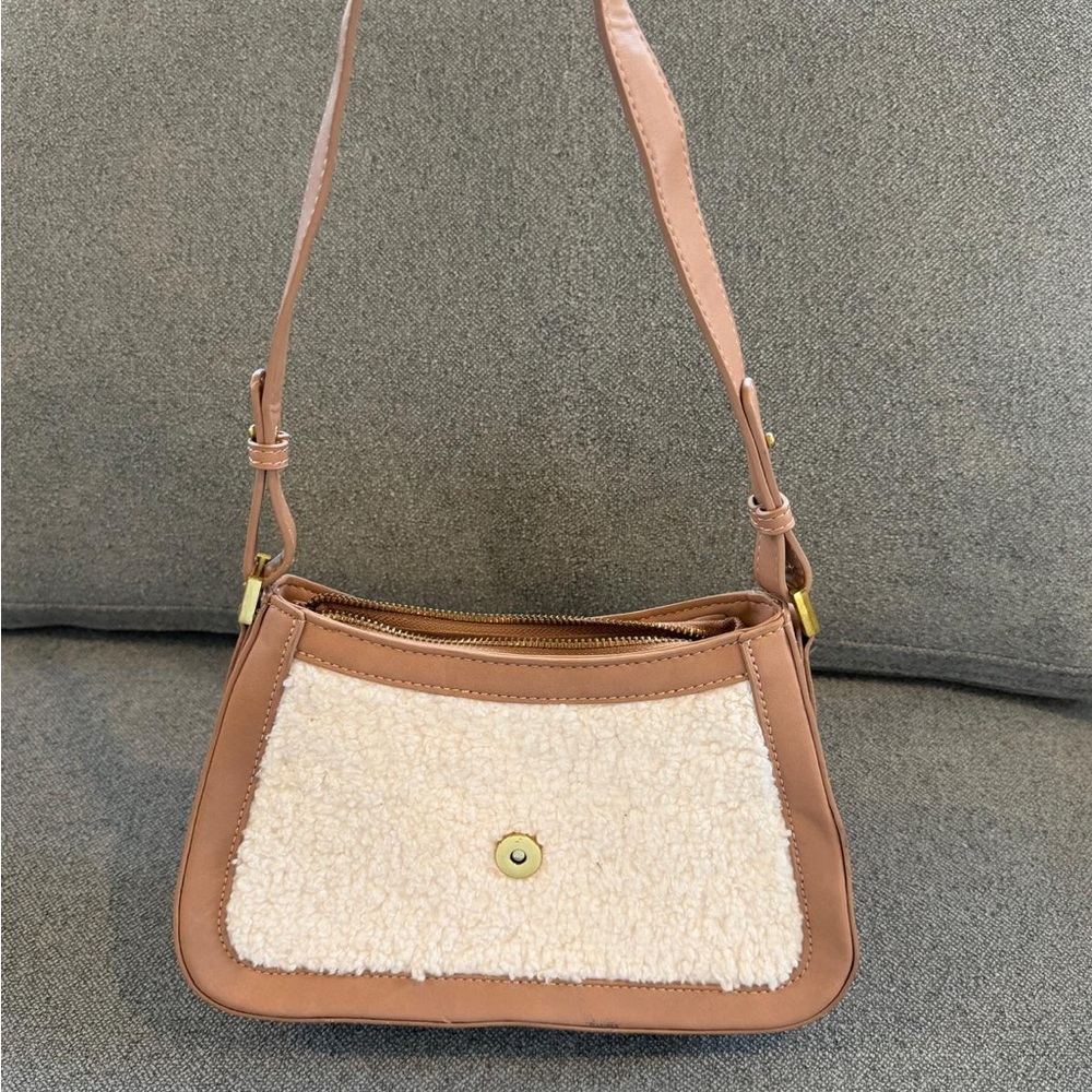 Shearling Accent Brown Crossbody Shoulder Bag - Unbranded - Picture 11 of 16
